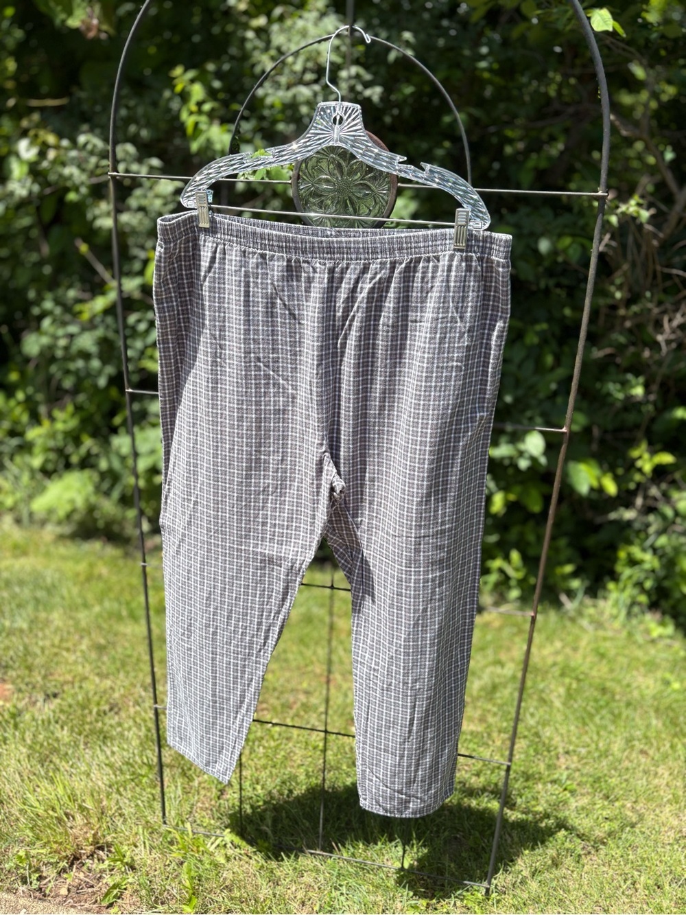 Puritan Gray Plaid Elastic Waist Lounge Sleep Pants 100% Cotton Men's Large Soft - Picture 3 of 14